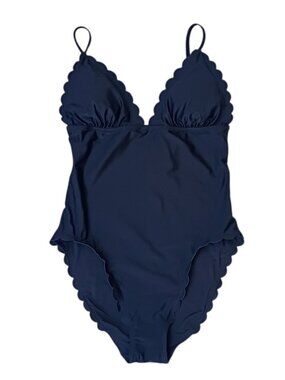 J. Crew Black Scallop-Edge One-Piece Swimsuit sz M NEW